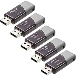 Kit 5 pendrives PNY Flash Drive Turbo Attaché 3 USB 3.0 de 128 GB Cinza P-FD128X5TBOP-MP 100 MBs