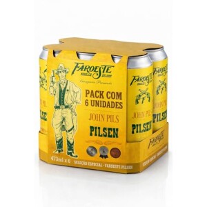Pack 6 Latas Cerveja Artesanal Pilsen Puro Malte 473ml Faroeste Beer