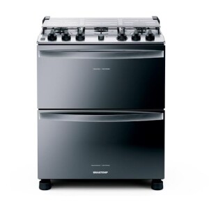 Fogão Brastemp 5 Bocas Duplo Forno Cor Inox Com Botões Removíveis E Exclusivo Aro ProtFogão Brastemp 5 Bocas Duplo Forno Cor Inox Com B