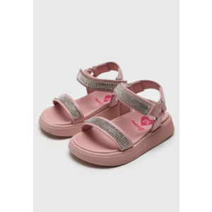 Sandália Flat Infantil Molekinha Tira Hotfix Rosa
