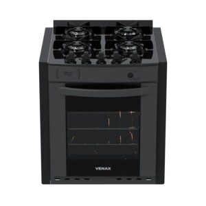 Fogao de Embutir 4 Bocas Venax Gaudi Prisma Vitreo Bl Grafite Gas Glp