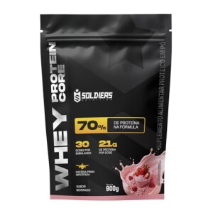Whey Core Protein Proteínas Pó 900g - Soldiers Nutrition (Morango)