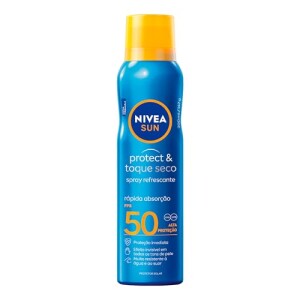 NIVEA SUN Protetor Solar Spray Protect & Toque Seco FPS 50 200ml, Alta Proteção UVAUVB, Efeito Invisível, Rápida Absorção, Ação Refrescante