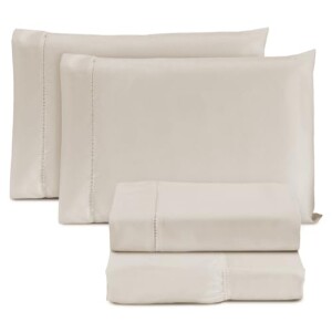 Jogo De Cama Casal Padrão Percal 400 Fios Ponto Palito 04 Peças, Antiácaro, Não Faz Bolinha Toque Extra Macio – Branco