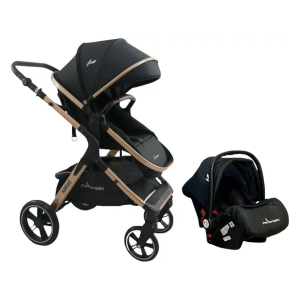 Carrinho Bebê Conforto +base Kansas Premium Baby Gold Black