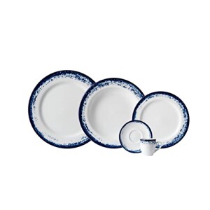 Serviço de Jantar e Café 30 Peças em Porcelana, Decoração Névoa Azul, Porcelana Schmidt