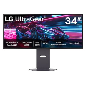Monitor Gamer LG UltraGear Curvo 34G600A-B 34" QuadHD 2K UltraWide 1800R 160Hz 1ms (MBR) AMD FreeSync Premium,