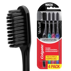 Colgate Slim Soft Black Escova Dente Macia 4un