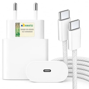 Kit Carregador Turbo 25W USB-C Com Cabo Reforçado Premium