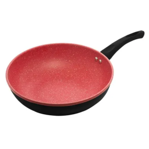 Frigideira Wok 28cm Indução Granito Chef Vermelha Lyor Alumínio Revestimento Cerâmico Antiaderente