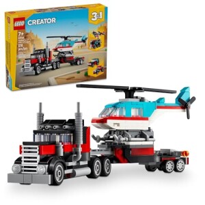 LEGO Creator 3 em 1 Caminhão Plataforma com Helicóptero Jogo de Carro Hot Rod 31146