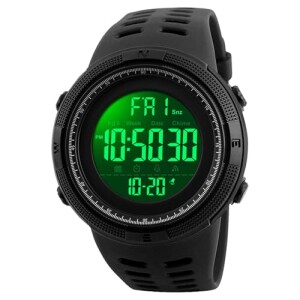 Relógio Masculino Esportivo Militar Digital Redondo Resistente à Água com Luz LED Cronômetro Contagem Regressiva
