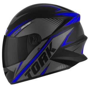 Capacete Fechado Tork R8 Azul Tam. 58 Vis. Fumê
