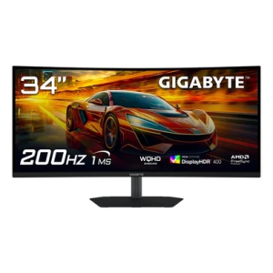 Monitor Gamer Curvo Gigabyte 34 Qhd 200Hz 1Ms Va Adaptive Sync Freesync Premium Hdr 400 Som Integrado Preto G34Wqc2