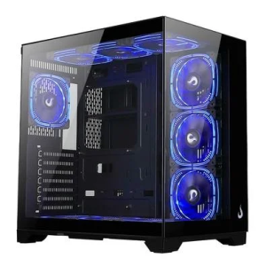 Gabinete Gamer Rise Mode Galaxy Glass Standard V2 Mid Tower Atx Lateral E Frontal Em Vidro Temperado Sem Fans Preto Rm Ga Ggst2 Fb