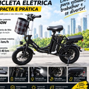 Uma bicicleta elétrica dobrável para a família NUDA adequada para trabalho ao ar livre e compras