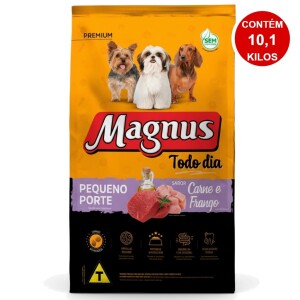 Ração Magnus Premium Todo Dia 10,1Kg Cães Adultos Pequeno Porte Sabor Carne e Frango Adimax
