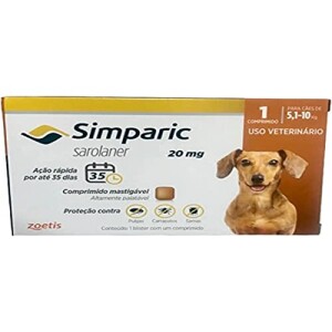 Zoetis Simparic 20Mg 5 1 Até 10Kg 1Cp Para Cães