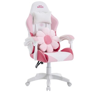 Cadeira Gamer Ninja Hana Reclinável Branca e Rosa GN-CH-HNR0DPWL