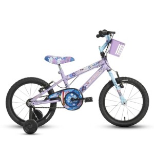 Bicicleta Aro 16 Lilás e Azul Cestinha Frontal Lilo para 4 a 8 Anos Husky