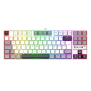 Teclado Mecânico Gamer Redragon Kumara RGB Branco, Switch Marrom K552WGL-RGB