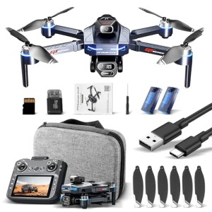 Drone com Câmera 4K GT8 Drone Profissional FPV com 2 Baterias e Controle Remoto com Tela Até 25 Minutos De Voo