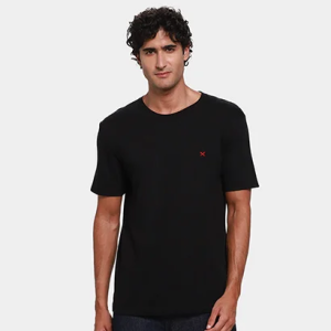 Camiseta Hering World Com Bordado Masculinina Preto Branco