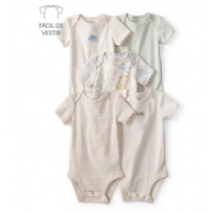 Kit Body Bebê 5 Peças Listras e Animais Multicor Carter's