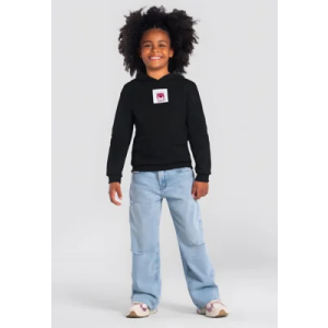 Blusa de Moletom Infantil Brandili com Capuz Lotso Preta