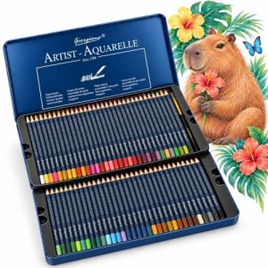 Lápis de Cor Aquarelável Mina Super Macia Cores Vivas e Alta Cobertura