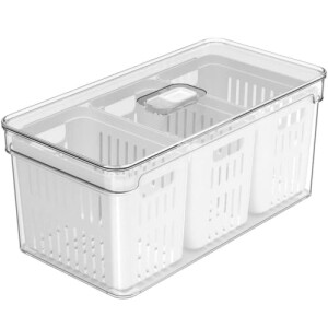 Organizador de Geladeira com Cesto Triplo 5L Linha Clear Fresh