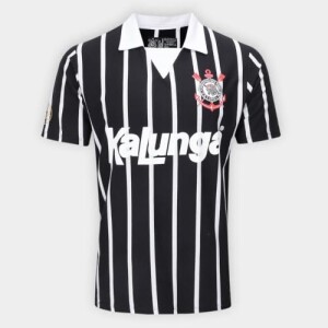 Corinthians Camisa Polo Retrô Kalunga Masculina Preta
