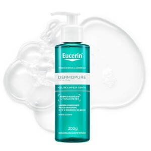 Eucerin Dermopure Clinical Gel de Limpeza Gentil 200ml, Redução da oleosidade e acne, Desobstrui os poros
