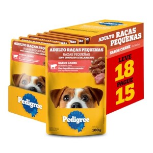 Pack Ração Úmida Pedigree Sachê Carne Ao Molho Para Cães Adultos De Raças Pequenas - Leve 18 Pague 15