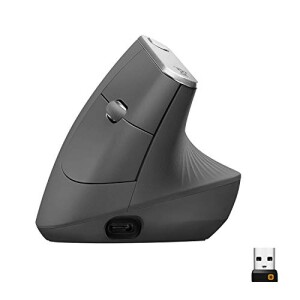 Mouse sem fio Logitech MX Vertical com Design Ergonômico para Redução de Tensão Muscular Conexão USB Unifying ou B