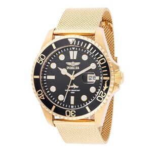 INVICTA Mostrador masculino Pro Diver 43 mm de aço inoxidável dourado e quartzo PC32 Dourado Large Clássico