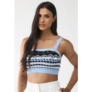 Top Tricot Zinco Ajustada Estampado Azul