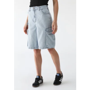 Bermuda Jeans Colcci Jeans Reta Oversized Cargo Azul