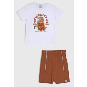 Conjunto 2pçs Manga Curta Elian Leão Branco