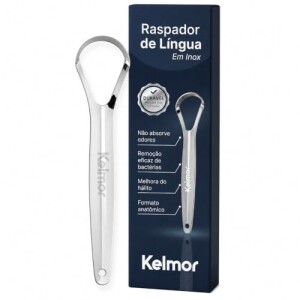 KELMOR Raspador De Língua Inox Cirúrgico Limpador Bucal Profissional Escova de Língua em Aço Inoxidável Higiene Oral Combate Mau Hálito