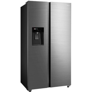 Refrigerador Side By Side Frost Free Inverter 570L com Dispenser de Água e Gelo Cinza