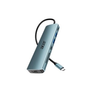 Acer HUB USB Acer ODK360 com cabo Tipo-C 7 em 1 Chassi em alumínio e cabo de plástico flexível resistente