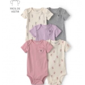 Kit body Carter's com Bolso Bebê Menina Estampa Animal Interativo 5 Peças Multicor