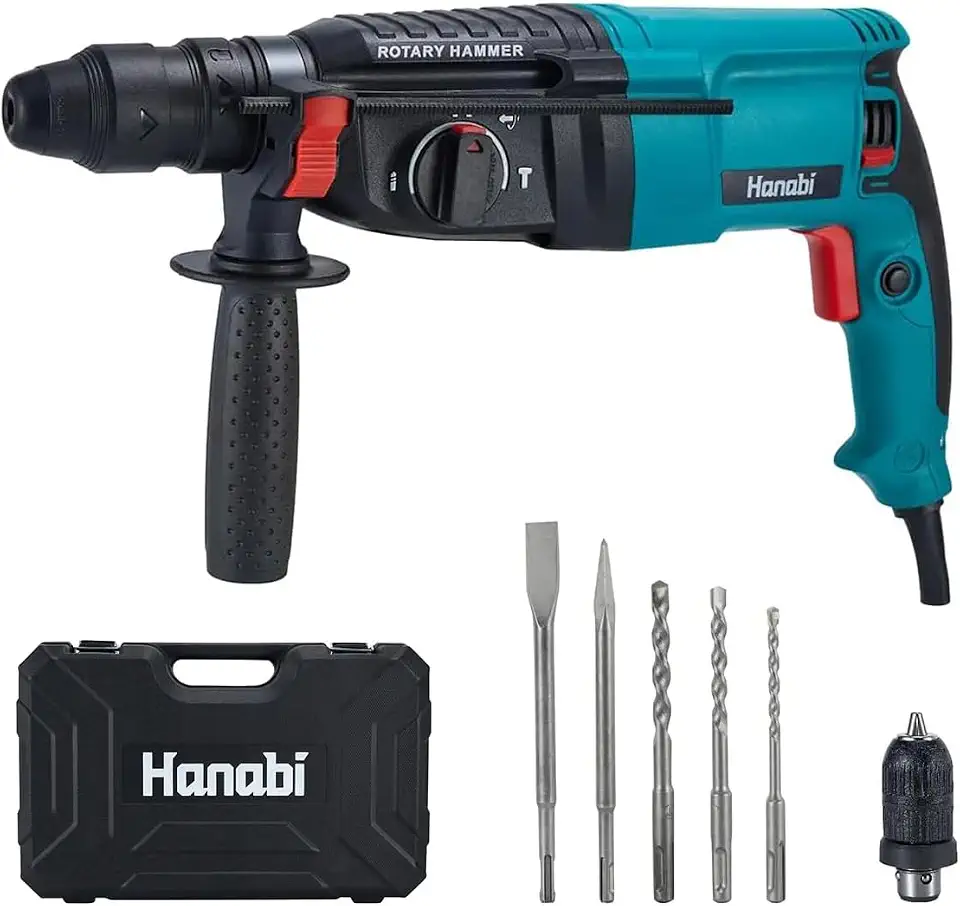 Hanabi Furadeira De Impacto 220V Martelete Rompedor Profissional 1300W SDS-Plus 3800rpm 2.8J 26mm com Maleta Limitador de Profundidade