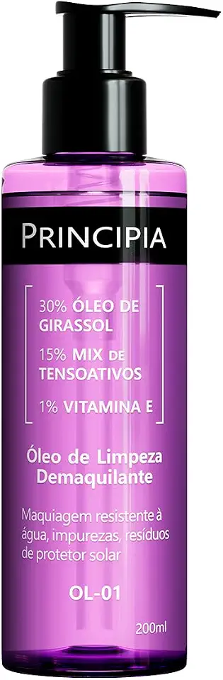 PRINCIPIA, Óleo de Limpeza Demaquilante Facial 30% Óleo de Girassol + 1% Vitamina E OL-01 200 ml