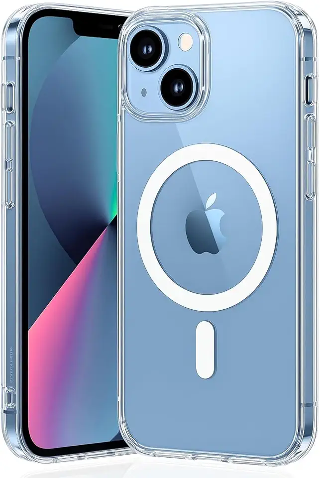 Capa Magnética para iPhone 13 e iPhone 14 Compatível com MagSafe Capinha Slim Premium Clear Case Transparente com Proteção de Câmera, Resistente a Riscos e Anti Impacto