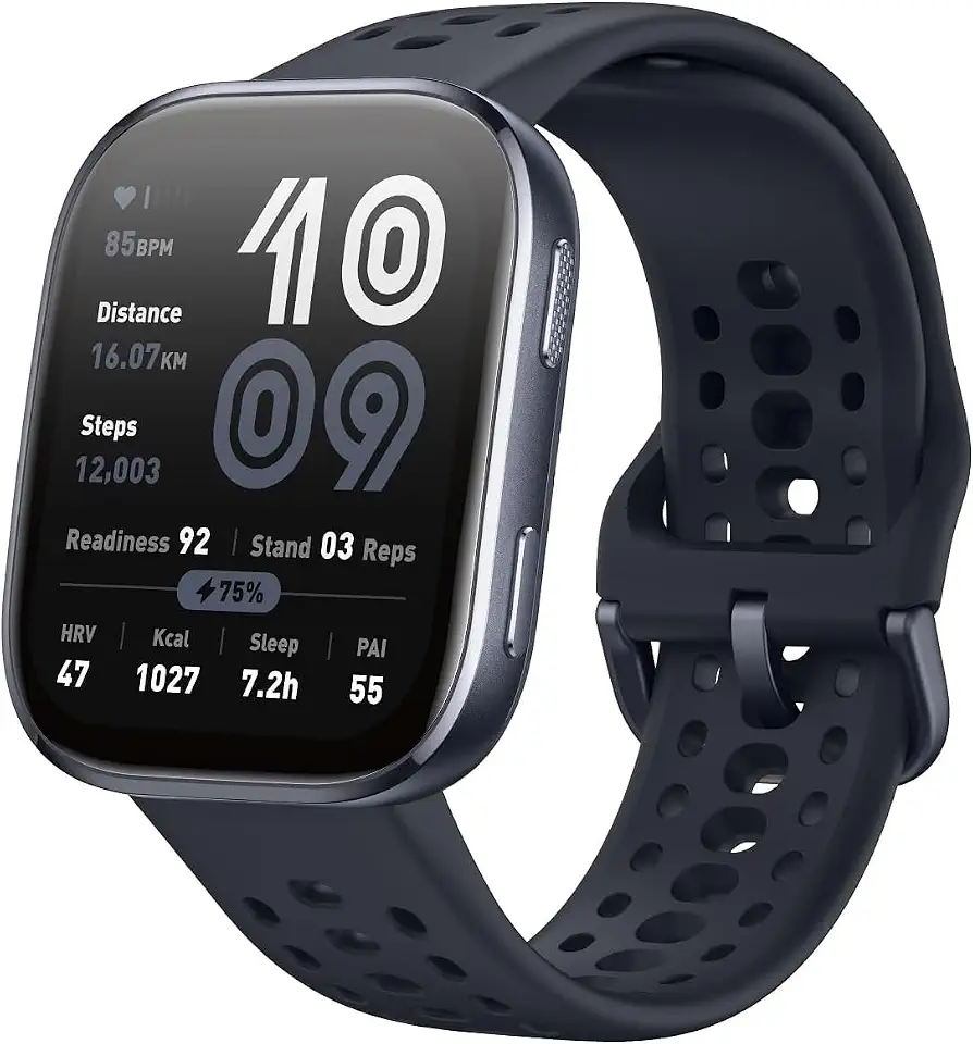 Amazfit Bip 6 smartwatch 46 mm, bateria de 14 dias, tela AMOLED de 1,97 polegadas, GPS e mapas gratuitos, mais de 140 modos de exercício, 5 ATM resistente à água (Bip 6 Black)