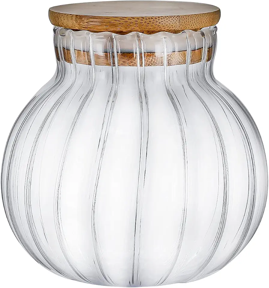 Tuut, Linha Bambu, Baleiro Hermético Canelado de Vidro Borossilicato, 500ml