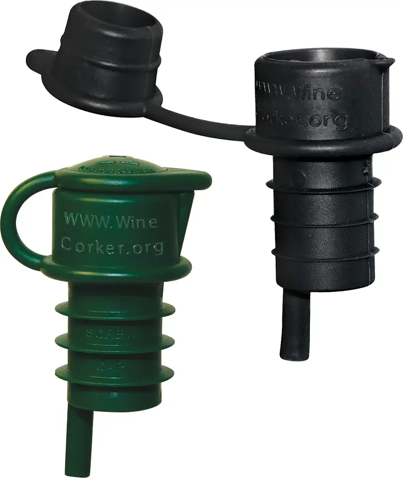 Haley's Corker Aerador de vinho 5 em 1, rolha, dosador, filtro, gravador, combo com 2 unidades (padrão, tampa de rosca)