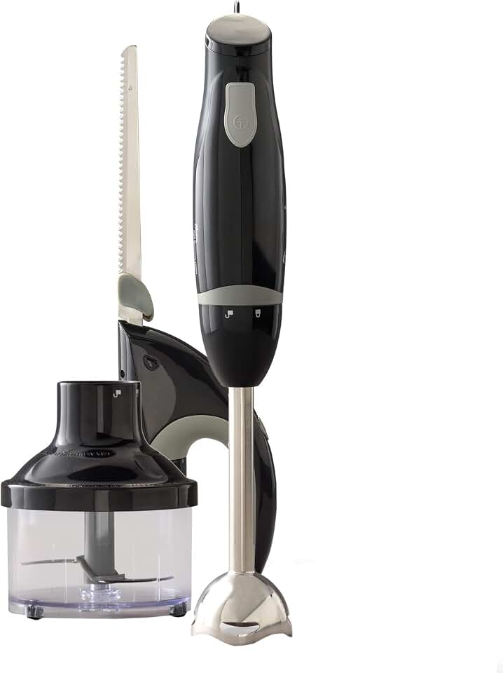 Oster Kit De Preparação Alimentos, Pequeno Eletrodoméstico Cozinha Com Liquidificador Imersão, Faca Elétrica E Mini Picador Vegetais 2 Xícaras, Preto